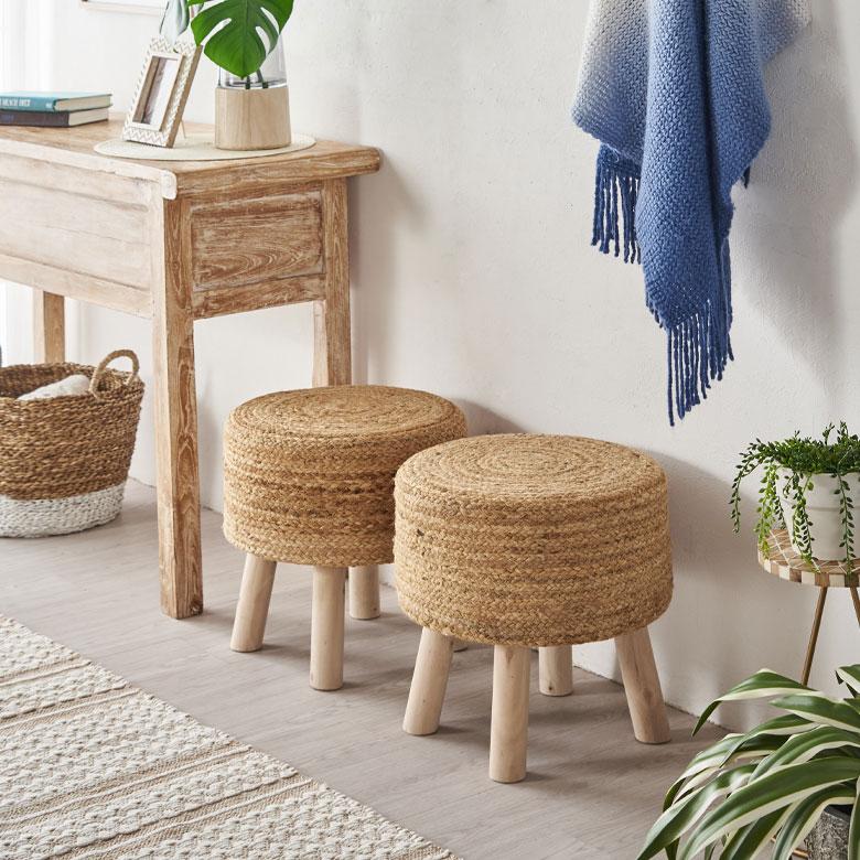 スツール 丸 ラウンド 円形 ジュート 木製脚 椅子 いす イス チェア 腰掛け オットマン 花台 家具 プランタースタンド おしゃれ インテリア 北欧 西海岸 34571 | ELEMENTS（インテリア） | 16
