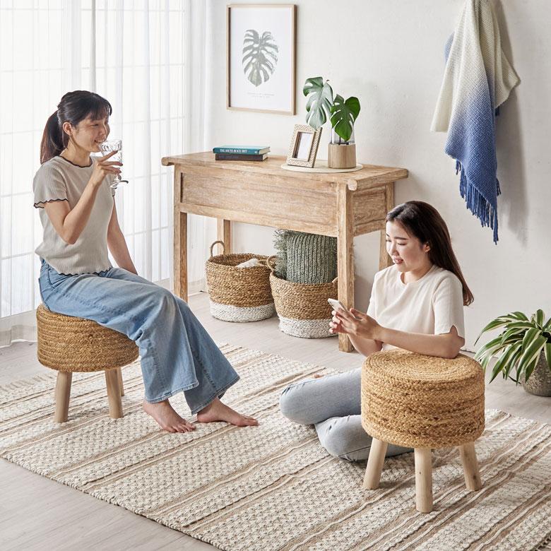 スツール 丸 ラウンド 円形 ジュート 木製脚 椅子 いす イス チェア 腰掛け オットマン 花台 家具 プランタースタンド おしゃれ インテリア 北欧 西海岸 34571 | ELEMENTS（インテリア） | 03