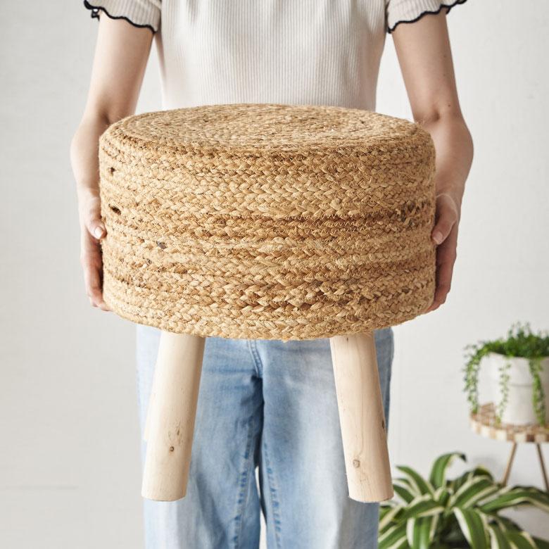 スツール 丸 ラウンド 円形 ジュート 木製脚 椅子 いす イス チェア 腰掛け オットマン 花台 家具 プランタースタンド おしゃれ インテリア 北欧 西海岸 34571 | ELEMENTS（インテリア） | 05