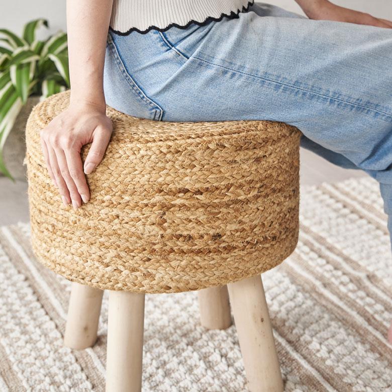スツール 丸 ラウンド 円形 ジュート 木製脚 椅子 いす イス チェア 腰掛け オットマン 花台 家具 プランタースタンド おしゃれ インテリア 北欧 西海岸 34571 | ELEMENTS（インテリア） | 06