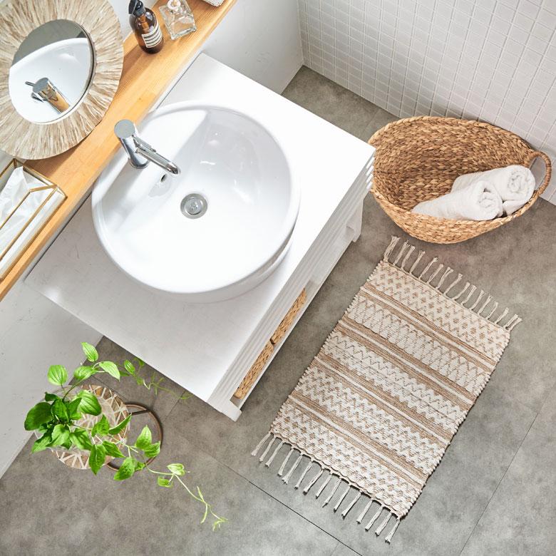 ラグ バス マット 玄関 洗面所 シンメトリー柄 ダイヤ ボーダー 絨毯 じゅうたん カーペット おしゃれ 北欧 インテリア モダン 西海岸 34572 | ELEMENTS（インテリア） | 05