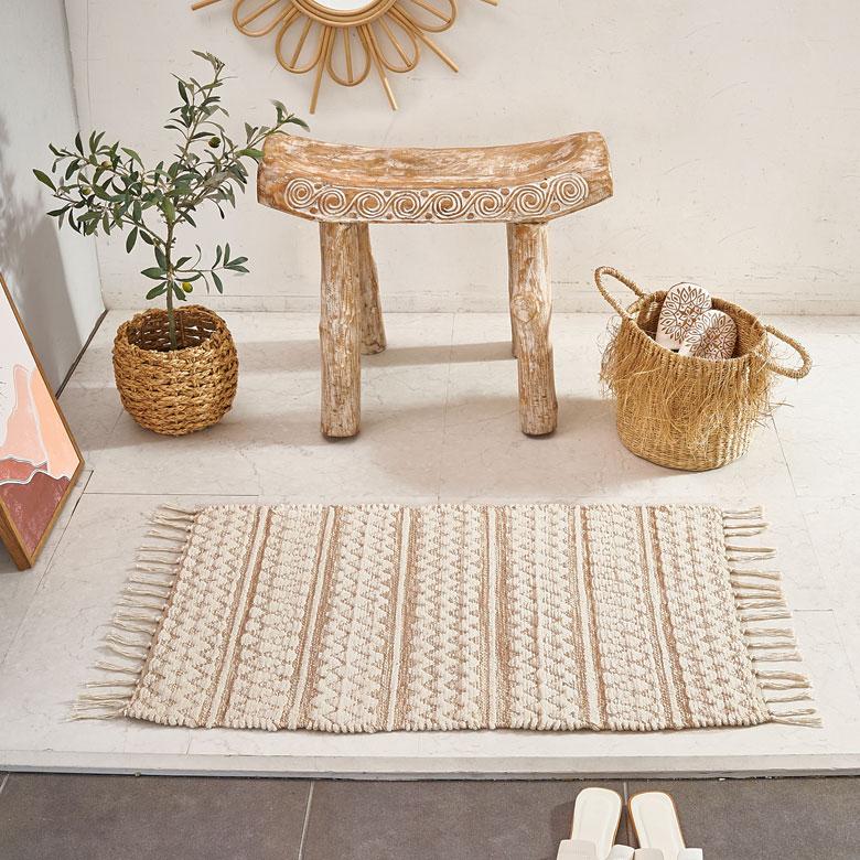 ラグ 玄関 マット バス お風呂 洗面所 シンメトリー柄 ダイヤ ボーダー 絨毯 じゅうたん カーペット おしゃれ 北欧 インテリア モダン 西海岸 34573 | ELEMENTS（インテリア） | 20