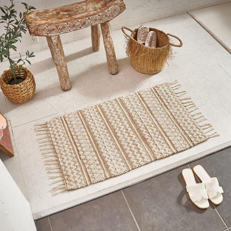 ラグ 玄関 マット バス お風呂 洗面所 シンメトリー柄 ダイヤ ボーダー 絨毯 じゅうたん カーペット おしゃれ 北欧 インテリア モダン 西海岸 34573 | ELEMENTS（インテリア） | 03