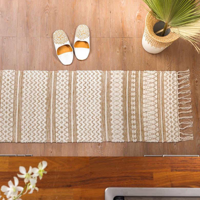 ラグ マット キッチン コットン シンメトリー柄 ダイヤ ボーダー 絨毯 じゅうたん カーペット おしゃれ 北欧 インテリア モダン 西海岸 34575 | ELEMENTS（インテリア） | 20