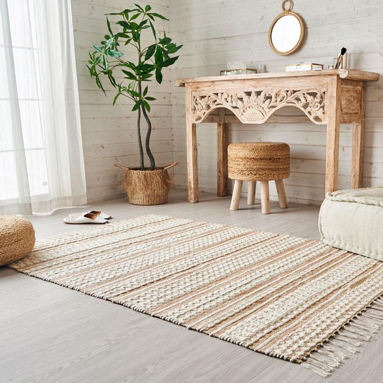 ラグ マット リビング コットン シンメトリー柄 ダイヤ ボーダー 絨毯 じゅうたん カーペット おしゃれ 北欧 インテリア モダン 西海岸 34576 | ELEMENTS（インテリア） | 05