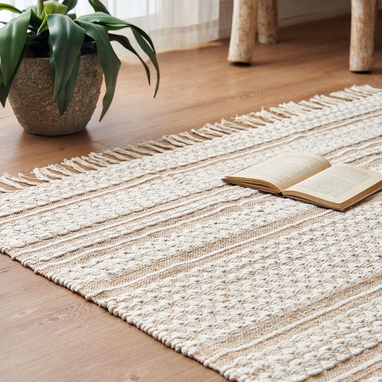 ラグ マット リビング コットン シンメトリー柄 ダイヤ ボーダー 絨毯 じゅうたん カーペット おしゃれ 北欧 インテリア モダン 西海岸 34576 | ELEMENTS（インテリア） | 06