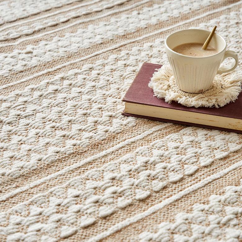 ラグ マット リビング コットン シンメトリー柄 ダイヤ ボーダー 絨毯 じゅうたん カーペット おしゃれ 北欧 インテリア モダン 西海岸 34577 | ELEMENTS（インテリア） | 04