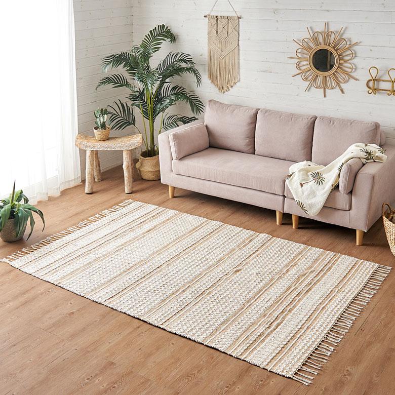 ラグ マット リビング コットン シンメトリー柄 ダイヤ ボーダー 絨毯 じゅうたん カーペット おしゃれ 北欧 インテリア モダン 西海岸 34577 | ELEMENTS（インテリア） | 05