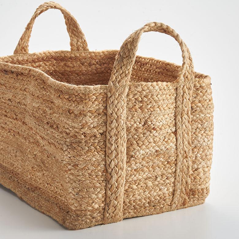 かご バスケット 持ち手 付き ジュート 麻 Mサイズ ナチュラル 収納 折りたたみ 可 荷物 入れ 衣類 おもちゃ ランドリー おしゃれ 北欧 西海岸風 雑貨 34581 | ELEMENTS（インテリア） | 01