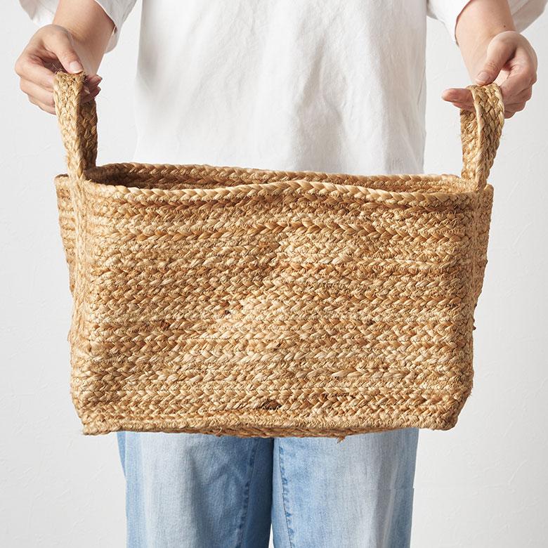 かご バスケット 持ち手 付き ジュート 麻 Mサイズ ナチュラル 収納 折りたたみ 可 荷物 入れ 衣類 おもちゃ ランドリー おしゃれ 北欧 西海岸風 雑貨 34581 | ELEMENTS（インテリア） | 05