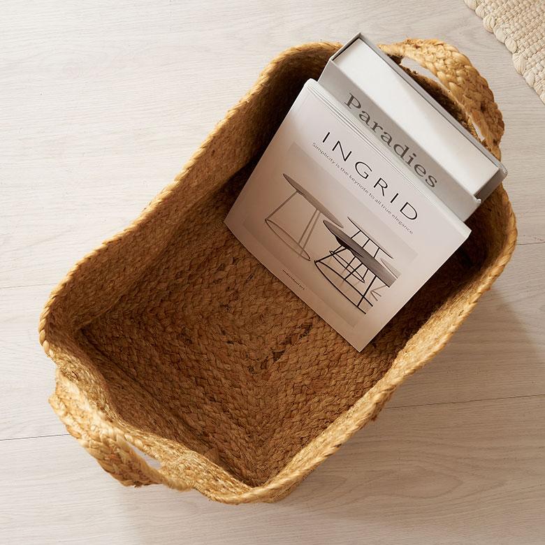 かご バスケット 持ち手 付き ジュート 麻 Mサイズ ナチュラル 収納 折りたたみ 可 荷物 入れ 衣類 おもちゃ ランドリー おしゃれ 北欧 西海岸風 雑貨 34581 | ELEMENTS（インテリア） | 06