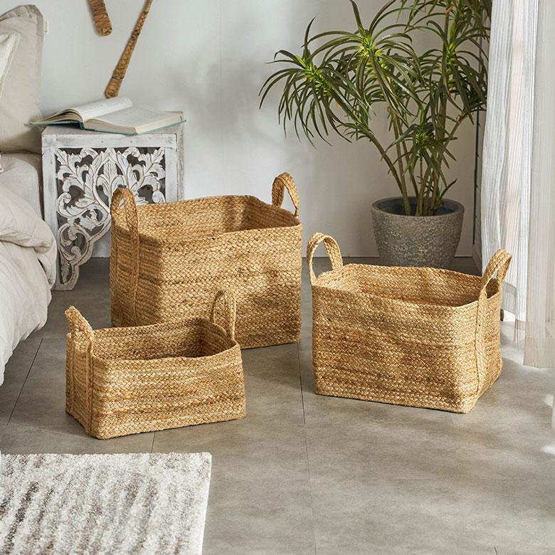 かご バスケット 持ち手 付き ジュート 麻 Lサイズ ナチュラル 収納 折りたたみ 可 荷物 入れ 衣類 おもちゃ ランドリー おしゃれ 北欧 西海岸風 雑貨 34582 | ELEMENTS（インテリア） | 17
