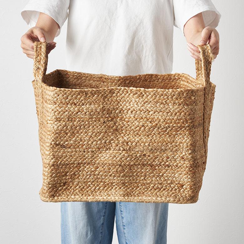 かご バスケット 持ち手 付き ジュート 麻 Lサイズ ナチュラル 収納 折りたたみ 可 荷物 入れ 衣類 おもちゃ ランドリー おしゃれ 北欧 西海岸風 雑貨 34582 | ELEMENTS（インテリア） | 05