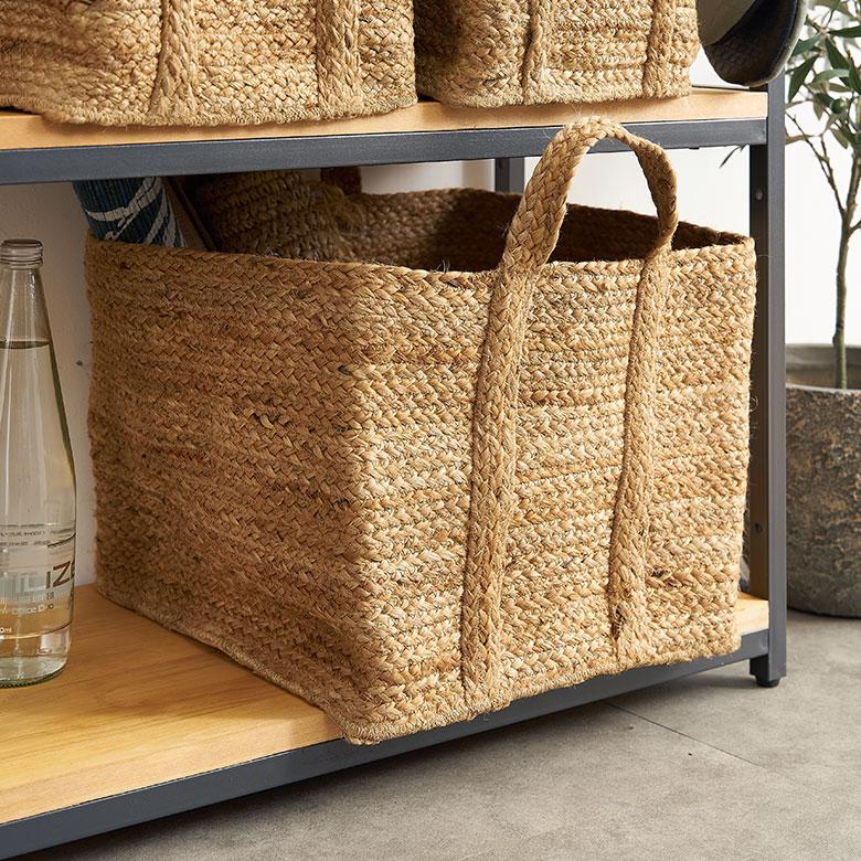 かご バスケット 持ち手 付き ジュート 麻 Lサイズ ナチュラル 収納 折りたたみ 可 荷物 入れ 衣類 おもちゃ ランドリー おしゃれ 北欧 西海岸風 雑貨 34582 | ELEMENTS（インテリア） | 08