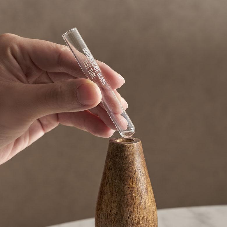 一輪挿し フラワーベース マンゴー ウッド 天然 木 製 ガラス 花瓶 約 W 4cm D 4cm H 11.5cm 花器 生 花 入れ オブジェ 北欧 おしゃれ 雑貨 西海岸 34585 | ブランド登録なし | 04