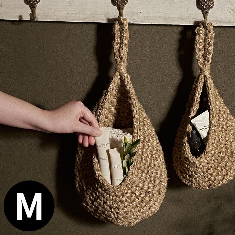 バスケット 吊り下げ かご ジュート 麻 しずく型 Mサイズ 収納 ハンギング 壁掛け プランター クローゼット インテリア おしゃれ 北欧 西海岸 雑貨 34586-m | ELEMENTS（インテリア）