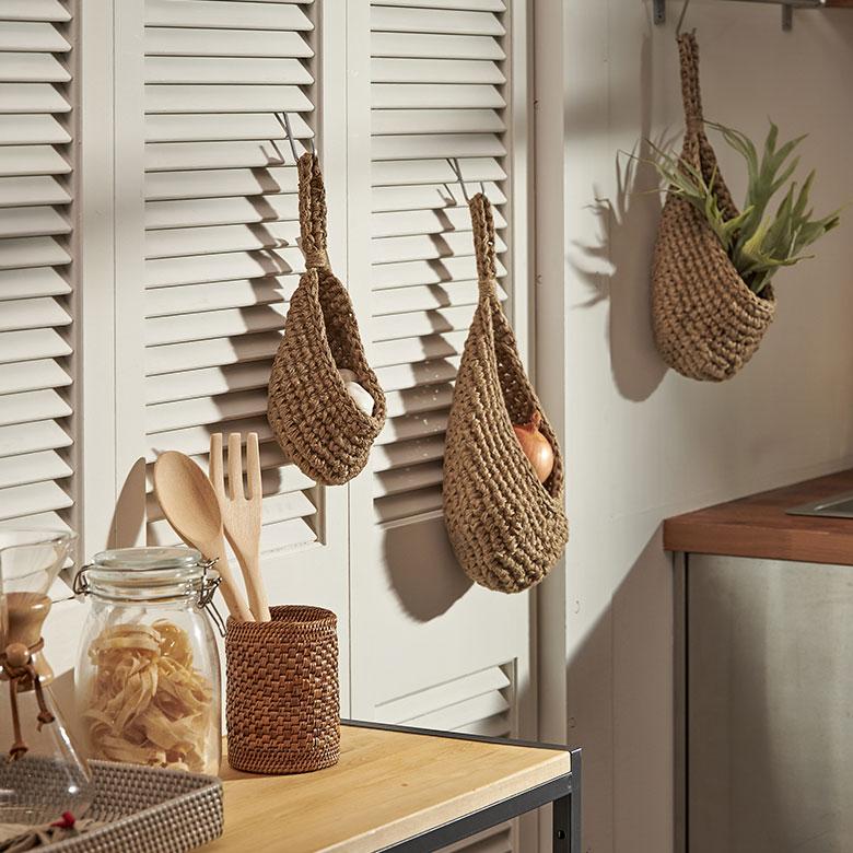 バスケット 吊り下げ かご ジュート 麻 しずく型 Mサイズ 収納 ハンギング 壁掛け プランター クローゼット インテリア おしゃれ 北欧 西海岸 雑貨 34586-m | ELEMENTS（インテリア） | 05