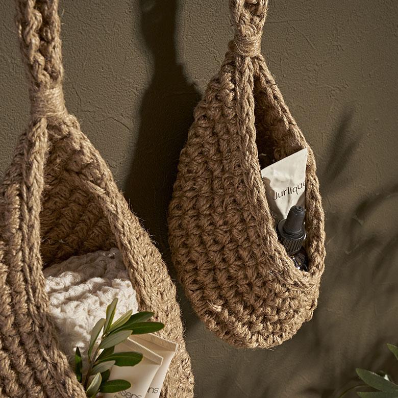 バスケット 吊り下げ かご ジュート 麻 しずく型 Sサイズ 収納 ハンギング 壁掛け プランター クローゼット インテリア おしゃれ 北欧 西海岸 雑貨 34586-s | ELEMENTS（インテリア） | 01