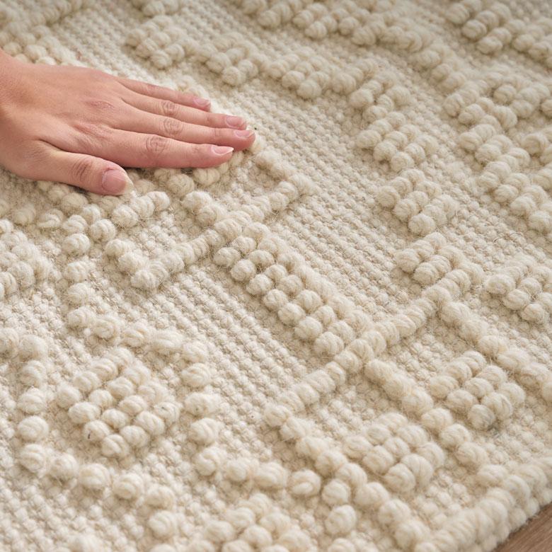 ラグ マット コットン ウール 100 × 140cm 約 1畳 オールシーズン 春 夏 秋 冬 吸湿 速乾 保温 絨毯 敷物 幅140 おしゃれ 北欧 モロッカン 西海岸風 34595 | ELEMENTS（インテリア） | 02