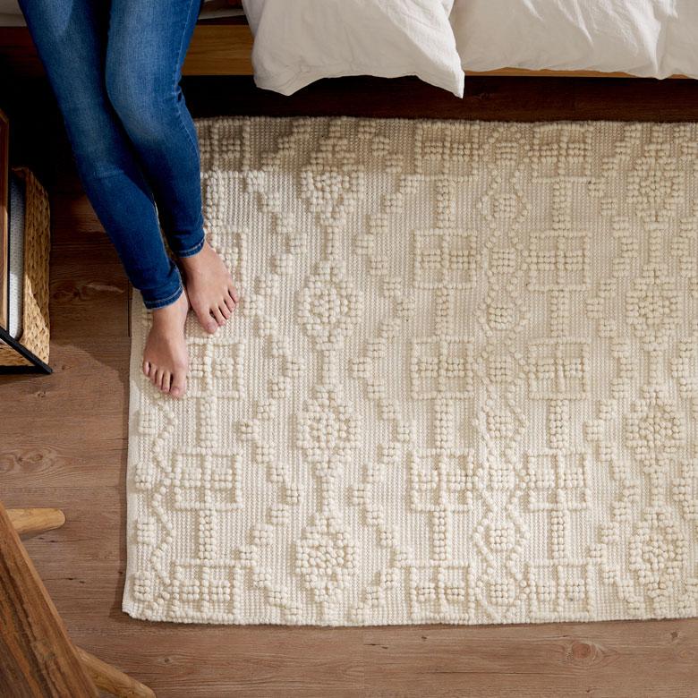 ラグ マット コットン ウール 100 × 140cm 約 1畳 オールシーズン 春 夏 秋 冬 吸湿 速乾 保温 絨毯 敷物 幅140 おしゃれ 北欧 モロッカン 西海岸風 34595 | ELEMENTS（インテリア） | 08