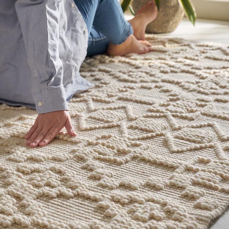 ラグ マット コットン ウール 140 × 200cm 約 1.5畳 オールシーズン 春 夏 秋 冬 吸湿 速乾 保温 絨毯 敷物 幅200 おしゃれ 北欧 モロッカン 西海岸風 34596 | ELEMENTS（インテリア） | 12