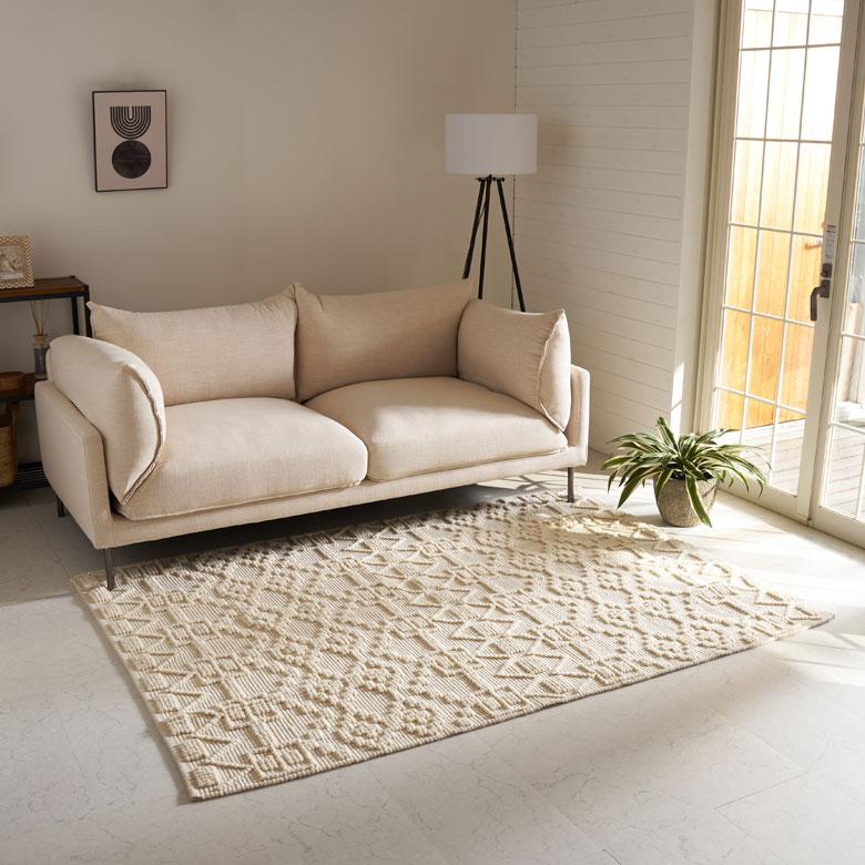 ラグ マット コットン ウール 140 × 200cm 約 1.5畳 オール