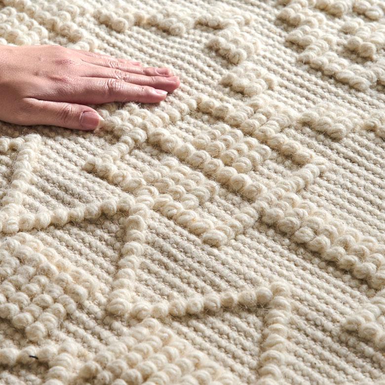 ラグ マット コットン ウール 140 × 200cm 約 1.5畳 オールシーズン 春 夏 秋 冬 吸湿 速乾 保温 絨毯 敷物 幅200 おしゃれ 北欧 モロッカン 西海岸風 34596 | ELEMENTS（インテリア） | 02