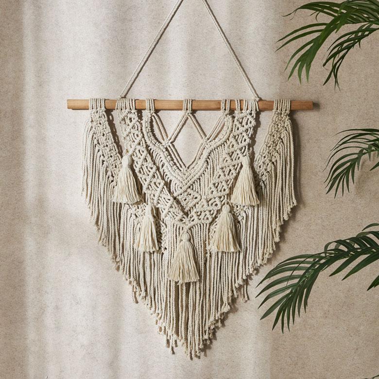 タペストリー マクラメ編み ロープ ウォールデコレーション コットン ハンドメイド 壁 掛け 飾り アート インテリア おしゃれ 北欧 雑貨 西海岸 34598 | ELEMENTS（インテリア）