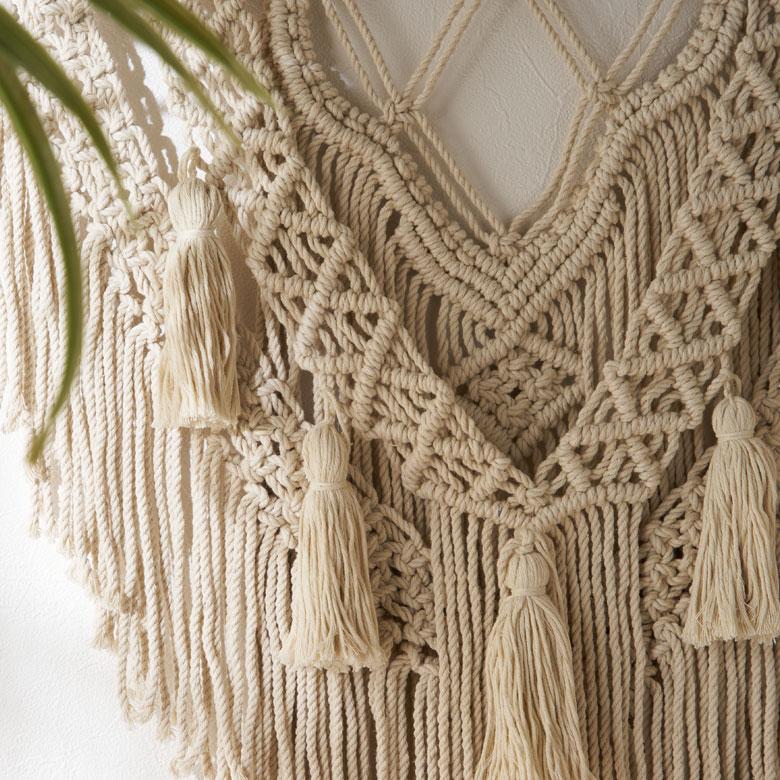 タペストリー マクラメ編み ロープ ウォールデコレーション コットン ハンドメイド 壁 掛け 飾り アート インテリア おしゃれ 北欧 雑貨 西海岸 34598 | ELEMENTS（インテリア） | 01