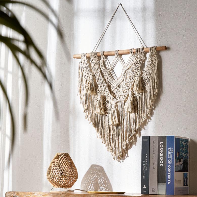 タペストリー マクラメ編み ロープ ウォールデコレーション コットン ハンドメイド 壁 掛け 飾り アート インテリア おしゃれ 北欧 雑貨 西海岸 34598 | ELEMENTS（インテリア） | 02
