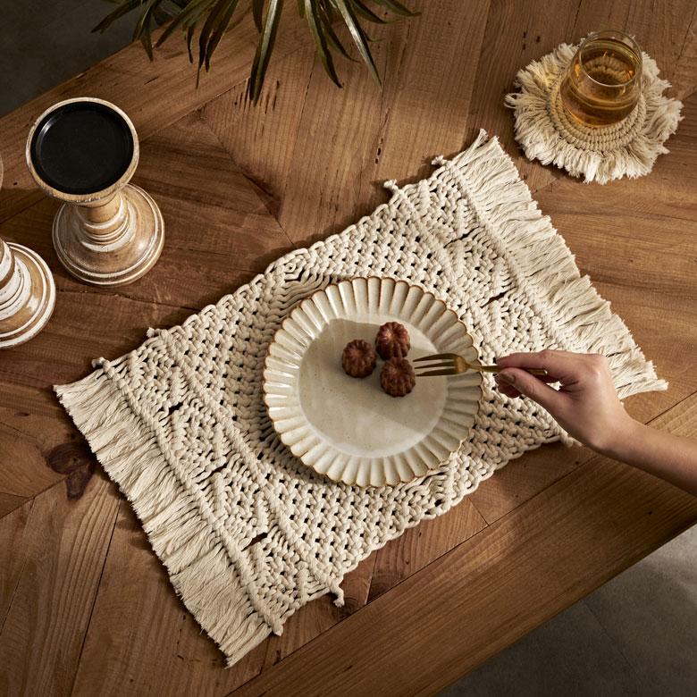 ランチョン マット マクラメ 編み ロープ プレイス コットン ハンドメイド ダイニング アート インテリア おしゃれ 北欧 雑貨 メール便対応 西海岸 34599 | ELEMENTS（インテリア） | 11