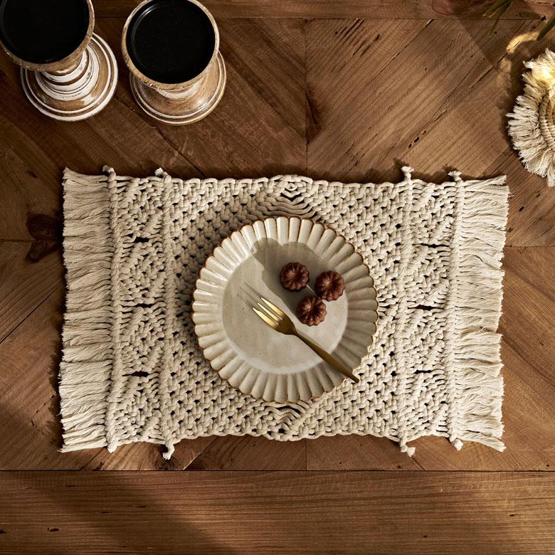 ランチョン マット マクラメ 編み ロープ プレイス コットン ハンドメイド ダイニング アート インテリア おしゃれ 北欧 雑貨 メール便対応 西海岸 34599 | ELEMENTS（インテリア） | 12