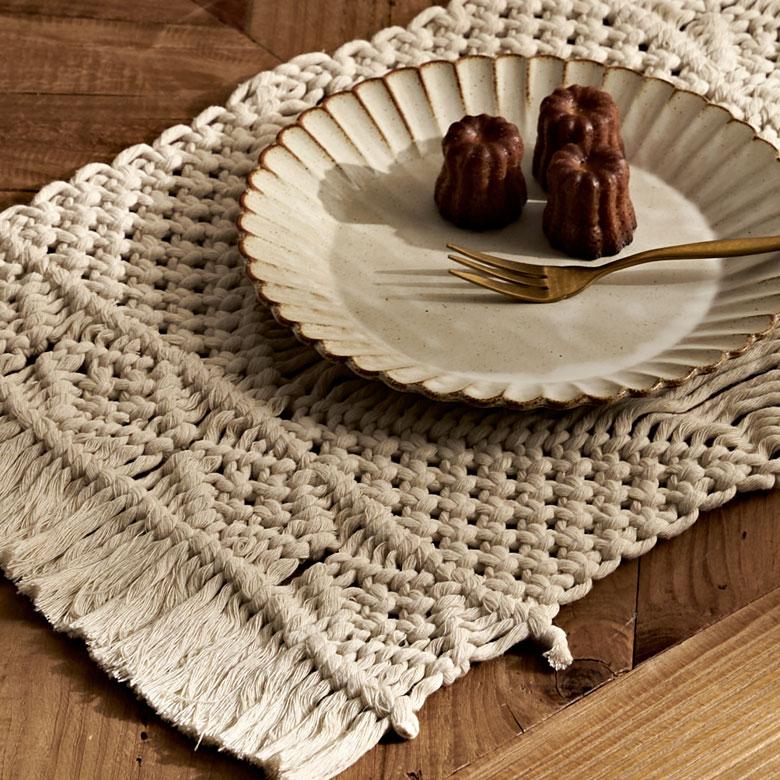 ランチョン マット マクラメ 編み ロープ プレイス コットン ハンドメイド ダイニング アート インテリア おしゃれ 北欧 雑貨 メール便対応 西海岸 34599 | ELEMENTS（インテリア） | 16