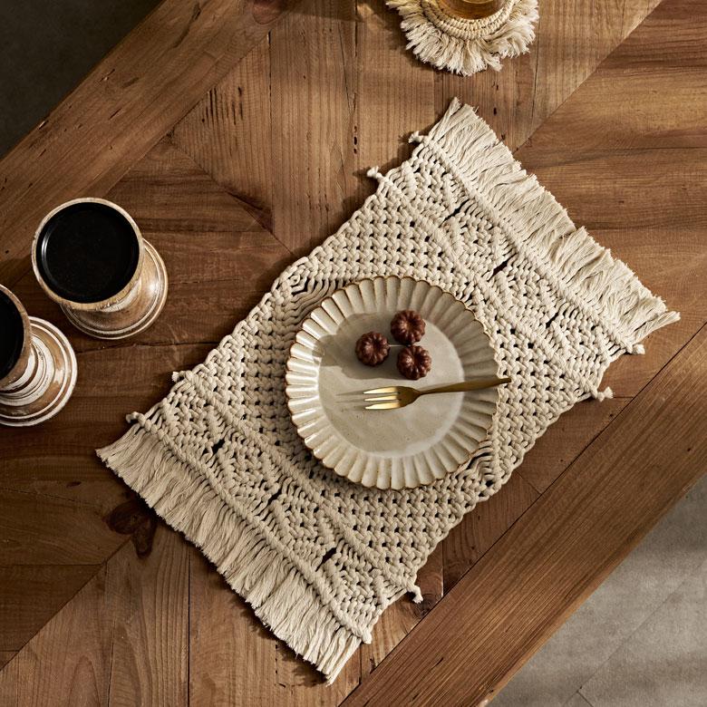 ランチョン マット マクラメ 編み ロープ プレイス コットン ハンドメイド ダイニング アート インテリア おしゃれ 北欧 雑貨 メール便対応 西海岸 34599 | ELEMENTS（インテリア） | 17