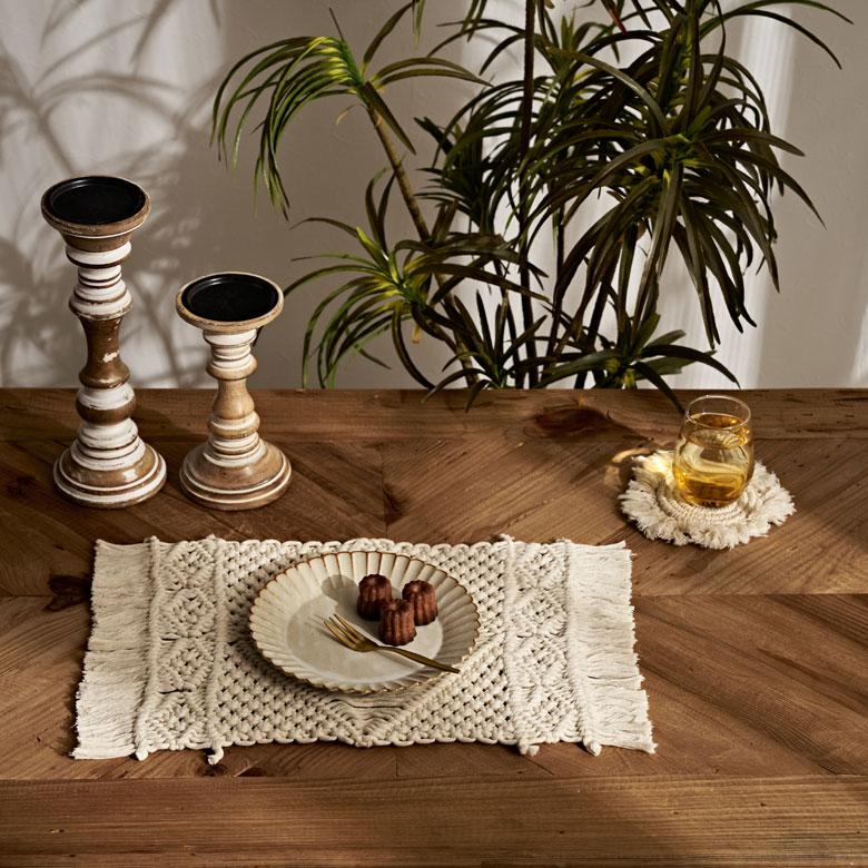 ランチョン マット マクラメ 編み ロープ プレイス コットン ハンドメイド ダイニング アート インテリア おしゃれ 北欧 雑貨 メール便対応 西海岸 34599 | ELEMENTS（インテリア） | 02