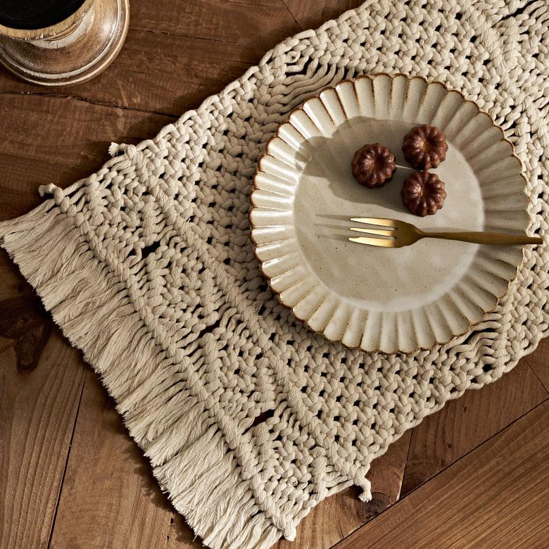 ランチョン マット マクラメ 編み ロープ プレイス コットン ハンドメイド ダイニング アート インテリア おしゃれ 北欧 雑貨 メール便対応 西海岸 34599 | ELEMENTS（インテリア） | 09
