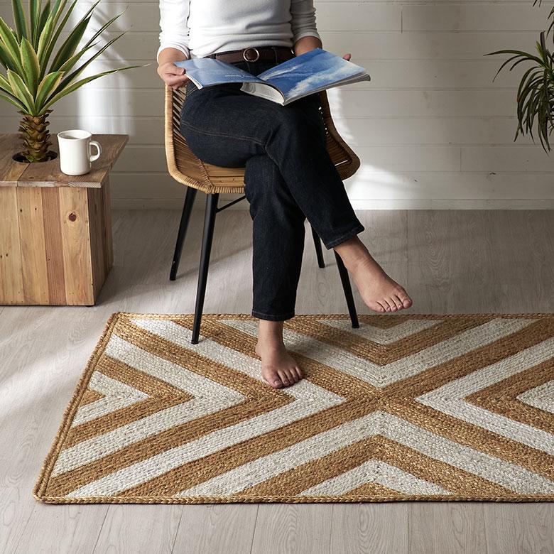 ラグ カーペット ジュート 幅140cm 100×140 長方形 マット インド 麻 シェブロン オールシーズン 春 夏 秋 冬 ナチュラル おしゃれ インテリア 西海岸 34605 | ELEMENTS（インテリア） | 12