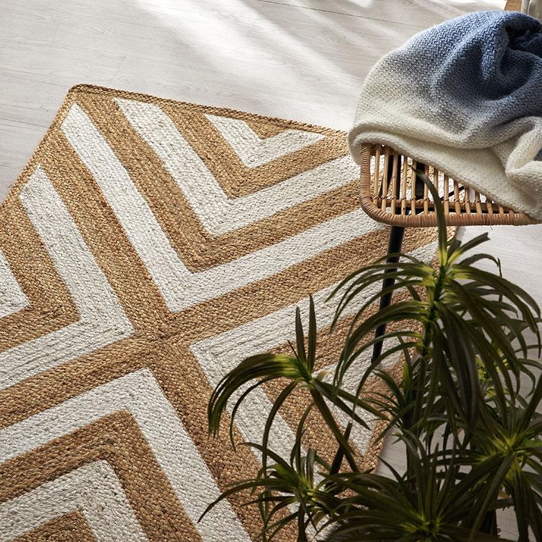 ラグ カーペット ジュート 幅140cm 100×140 長方形 マット インド 麻 シェブロン オールシーズン 春 夏 秋 冬 ナチュラル おしゃれ インテリア 西海岸 34605 | ELEMENTS（インテリア） | 14
