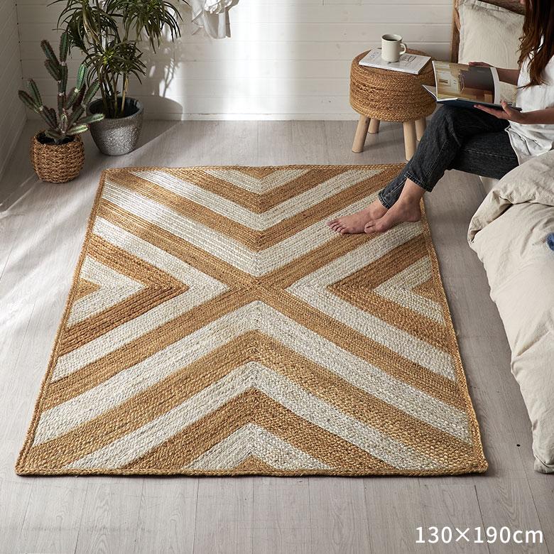 ラグ カーペット ジュート 幅140cm 100×140 長方形 マット インド 麻 シェブロン オールシーズン 春 夏 秋 冬 ナチュラル おしゃれ インテリア 西海岸 34605 | ELEMENTS（インテリア） | 16
