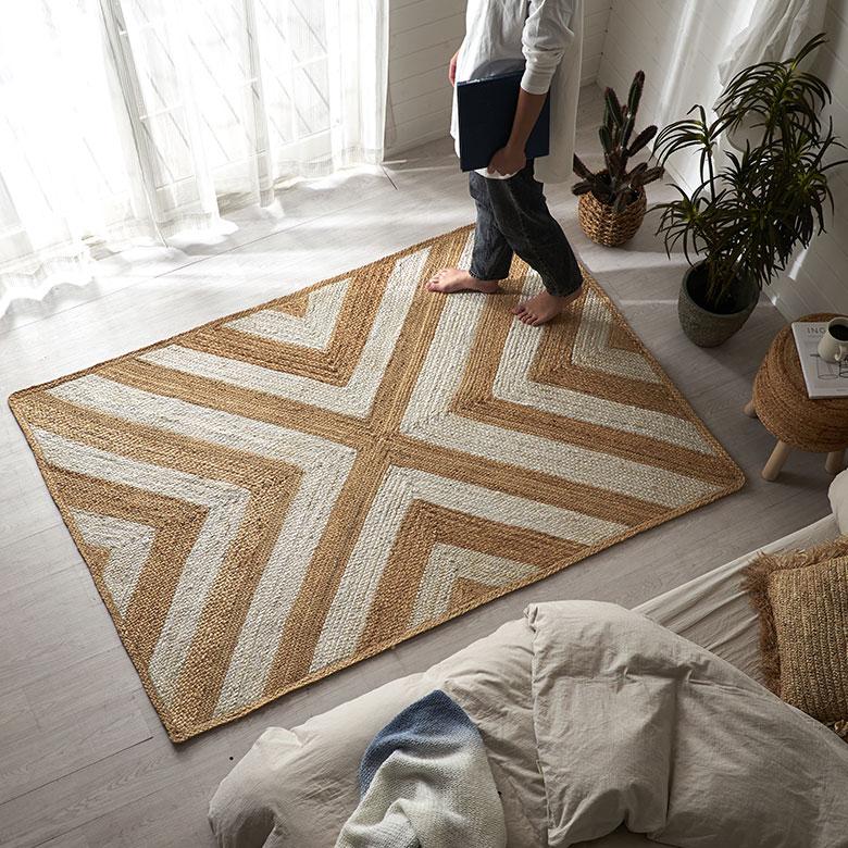 ラグ カーペット ジュート 幅190cm 130×190 長方形 マット インド 麻 シェブロン オールシーズン 春 夏 秋 冬 ナチュラル おしゃれ インテリア 西海岸 34606 | ELEMENTS（インテリア） | 12
