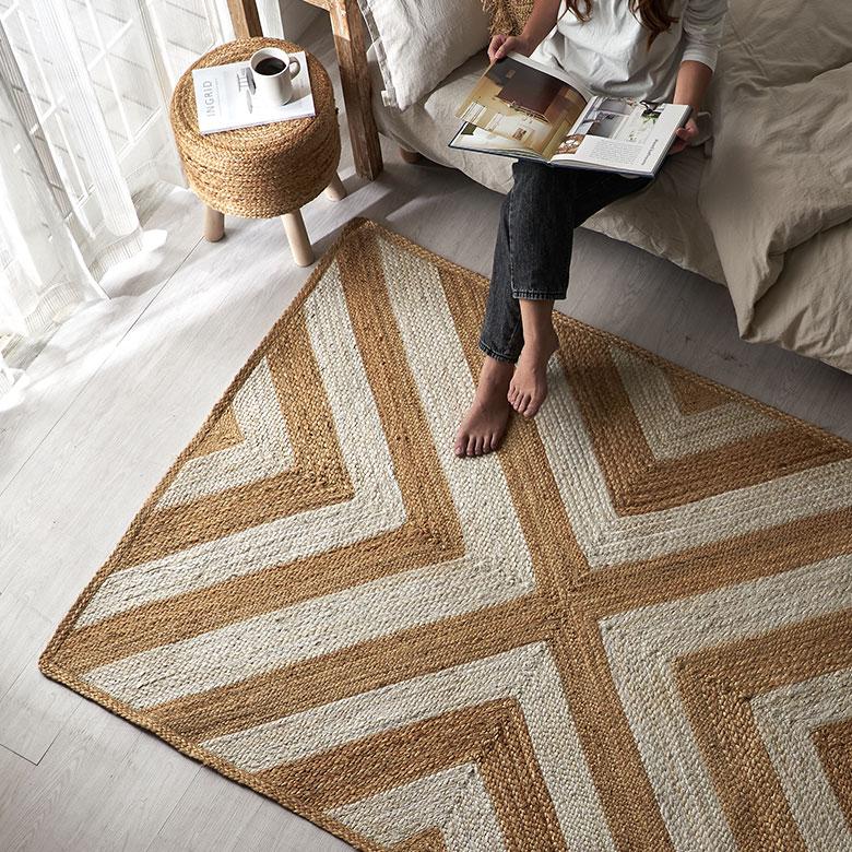 ラグ カーペット ジュート 幅190cm 130×190 長方形 マット インド 麻 シェブロン オールシーズン 春 夏 秋 冬 ナチュラル おしゃれ インテリア 西海岸 34606 | ELEMENTS（インテリア） | 14
