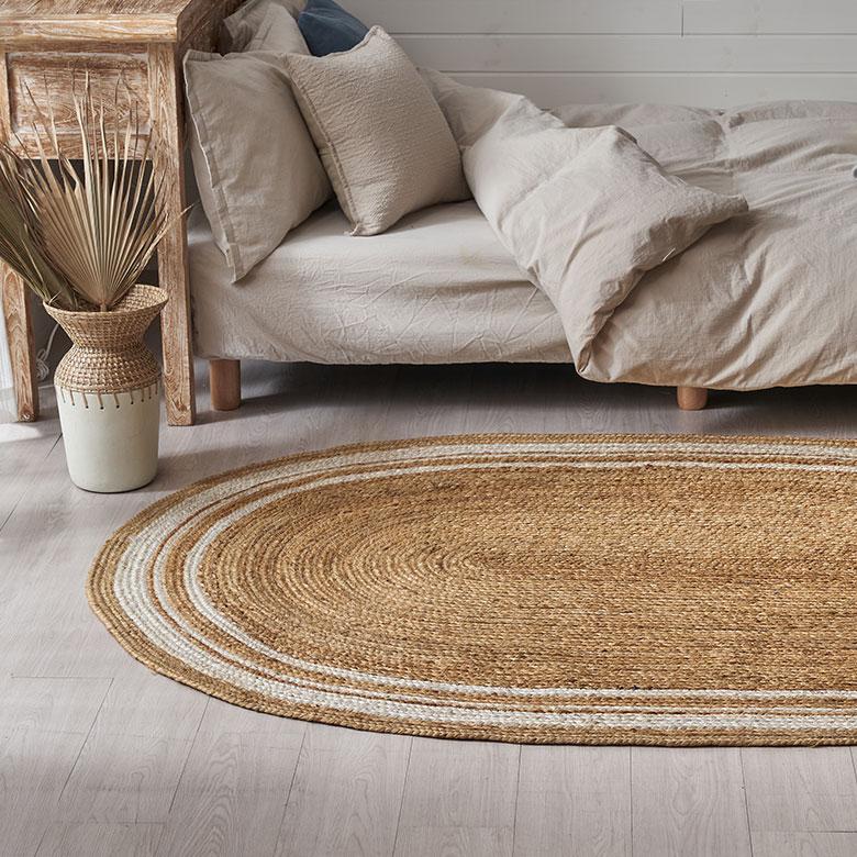 ラグ カーペット ジュートラグ 幅190cm 130×190 楕円 マット インド 麻 ライン オールシーズン 春 夏 秋 冬 ナチュラル おしゃれ インテリア 西海岸 34609 | ELEMENTS（インテリア） | 13