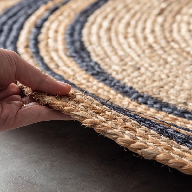 ラグ カーペット ジュートラグ 幅190cm 130×190 楕円 マット インド 麻 ライン オールシーズン 春 夏 秋 冬 ナチュラル おしゃれ インテリア 西海岸 34609 | ELEMENTS（インテリア） | 08