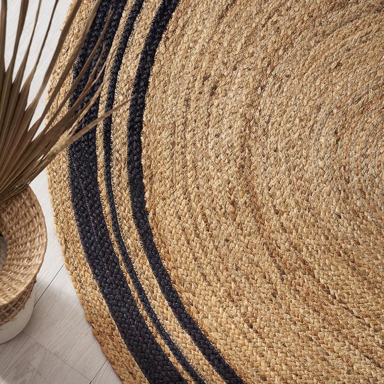 ラグ カーペット ジュートラグ 幅190cm 130×190 楕円 マット インド 麻 ライン オールシーズン 春 夏 秋 冬 ナチュラル おしゃれ インテリア 西海岸 34609 | ELEMENTS（インテリア） | 10