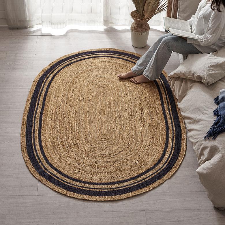 ラグ カーペット ジュートラグ 幅190cm 130×190 楕円 マット インド 麻 ライン オールシーズン 春 夏 秋 冬 ナチュラル おしゃれ インテリア 西海岸 34609 | ELEMENTS（インテリア） | 11