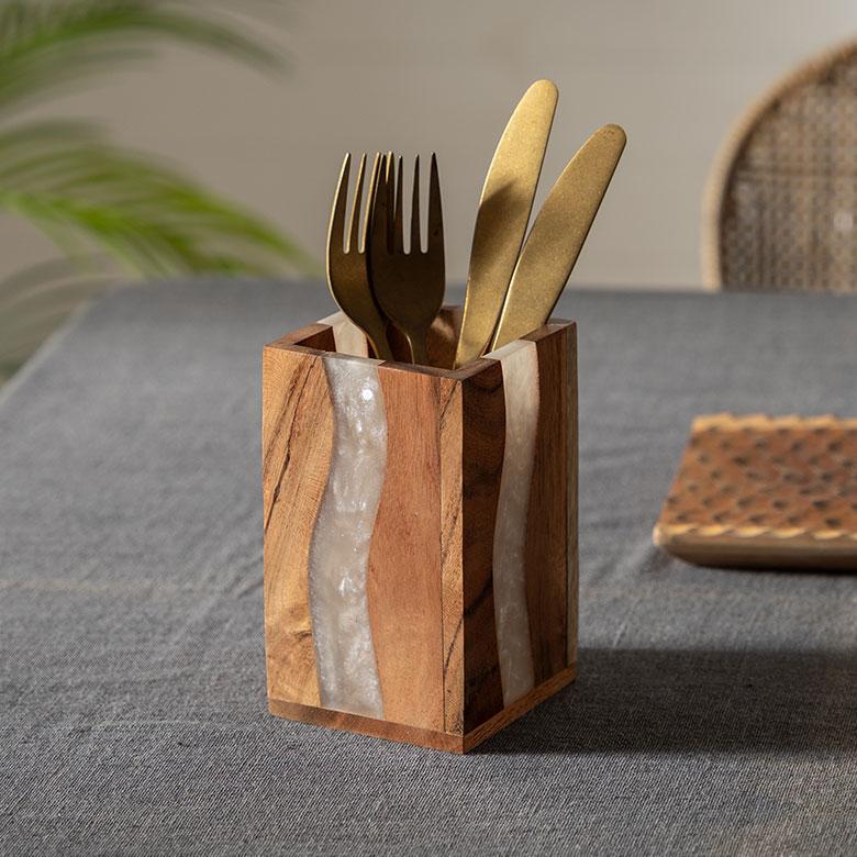 ペン 立て スタンド ケース ウッド 木製 レジン 約 高さ 12cm カトラリー ツール リモコン ラック 収納 おしゃれ 北欧 リゾート 雑貨 インテリア 西海岸 34612 | ELEMENTS（インテリア） | 09