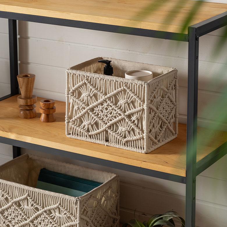 バスケット 収納 長方形 スクエア Sサイズ  マクラメ アイアン ボックス ケース かご おしゃれ 北欧 リゾート 雑貨 インテリア BOHO サーフ 西海岸 34613 | ELEMENTS（インテリア） | 11