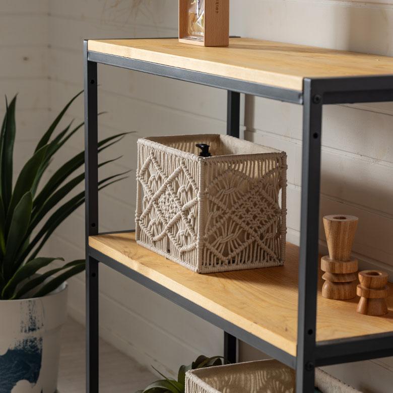 バスケット 収納 長方形 スクエア Sサイズ  マクラメ アイアン ボックス ケース かご おしゃれ 北欧 リゾート 雑貨 インテリア BOHO サーフ 西海岸 34613 | ELEMENTS（インテリア） | 09