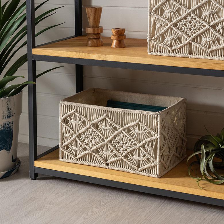 バスケット 収納 長方形 スクエア Mサイズ マクラメ アイアン ボックス ケース かご おしゃれ 北欧 リゾート 雑貨 インテリア BOHO サーフ 西海岸 34614 | ELEMENTS（インテリア） | 11