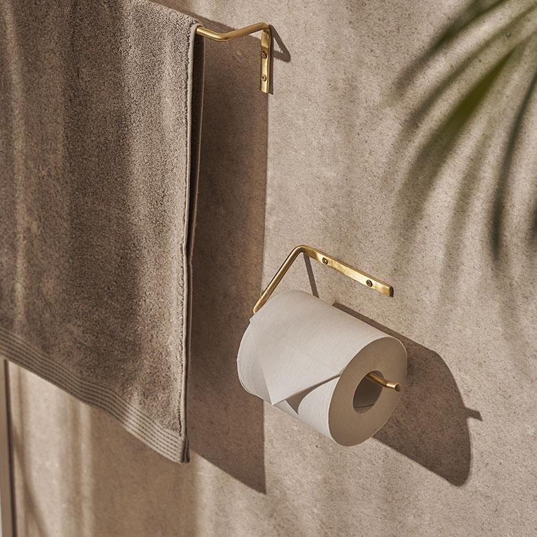 トイレット ペーパー ホルダー 真鍮 シンプル 落下 防止 ゴールド トイレ 用品 グッズ 洗面 所 台 壁 取付 バー おしゃれ 北欧 インテリア 雑貨 西海岸 34633 | ELEMENTS（インテリア） | 01